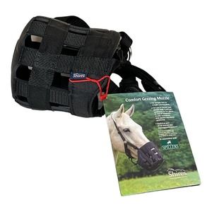 Shires 495N Black Comfort Adjustable Horse Grazing Muzzle Pony Size